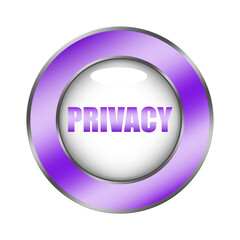 Privacy button icon. Purple data symbol. Security protect sign. Vector shield element