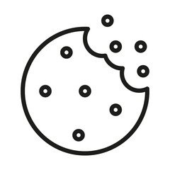 Cookie biscuit icon. Sweet baked symbol. Outline Vector food. Bite missing dessert.