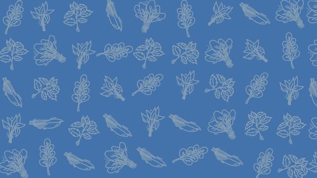 Repeating pattern of oak leaves and pod like shapes suitable for autumn designs, wallpaper, fabric printing, packaging, and seasonal marketing materials.