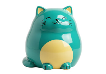 Isolated teal cat figurine for a fun nursery decoration, cute gift, or creative project