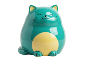 Isolated teal cat figurine for a fun nursery decoration, cute gift, or creative project