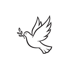 Dove of peace flying with a branch in its beak