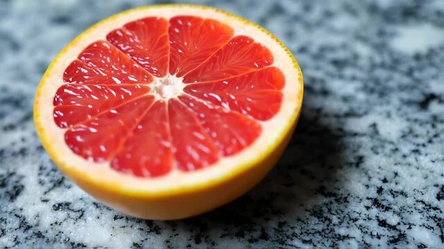 Vibrant Grapefruit Halves Displayed on a Textured Surface with Natural Light