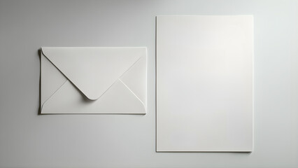 Letterhead and envelope mockup on neutral flat background, branding style clean