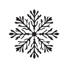 Fototapeta premium Snowflake silhouette, elegant winter design, delicate ice crystal pattern, frozen nature artwork, festive holiday decoration, minimal snow illustration, seasonal vector art, peaceful winter scene