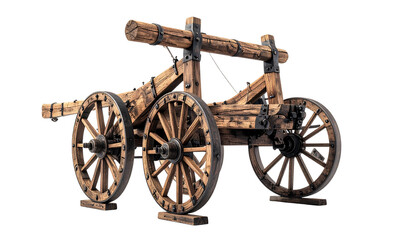 Fototapeta premium Ancient War Carriage Isolated on Transparent Background – Historical Battle Wagon PNG