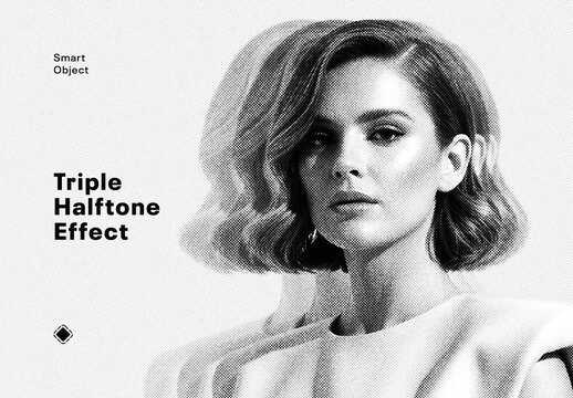 Triple Halftone Screenprint Photo Effect