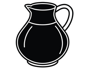 Black and white pitcher silhouette illustration isolated on a white background