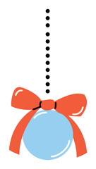 Christmas ball ornament vector in blue color with red bow, festive holiday decoration design for cards, posters, invitations, and seasonal artwork