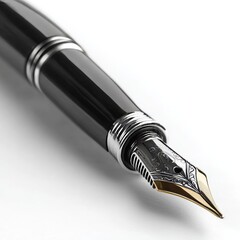 Elegant fountain pen isolated on white background, clean layout for product design