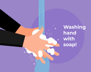 Washing hand with soap -vector