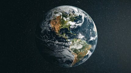 Naklejka premium Earth globe floating in starry space with cinematic lighting, minimalist astrophotography visual