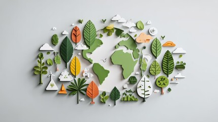 Minimalist glowing Earth with leaves and eco icons, Earth Day sustainability awareness visual