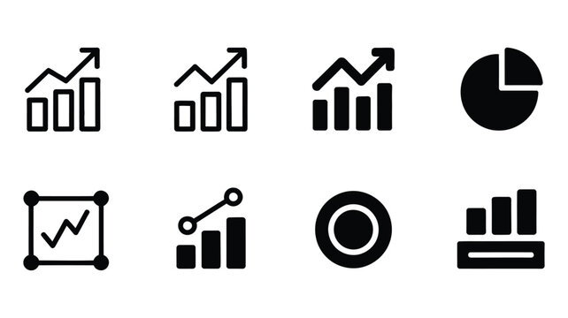 Set of various business graph and chart Vector icons