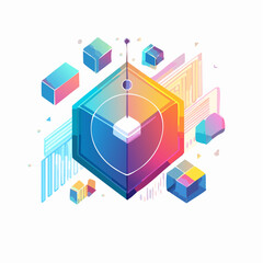 Obraz premium abstract modern objects, futuristic vector art with neon gradients and geometric shapes