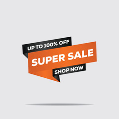 Super Sale Editable Text Style – Black & Orange, 100% Discount | Promotion & Marketing Vector Effect
