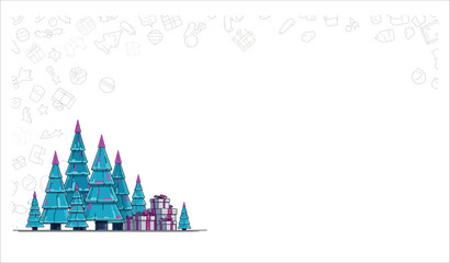 Obraz premium Whimsical christmas trees and gifts scene festive winter holiday celebration