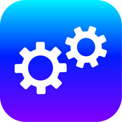Modern Blue Purple Gradient Icon of a Settings Gears Symbol on a Rounded Square Button.