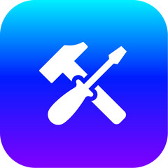 Modern Blue Purple Gradient Icon of a Maintenance Service Tool Symbol on a Rounded Square Button.
