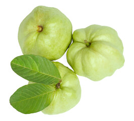 Fresh Guava fruit with sliced isolated on white background.