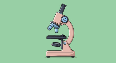 Cartoonstyle drawing of a microscope peachcolored and set against a light green background