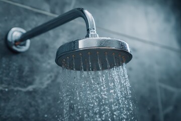 Low Flow Shower Head. Clean and Modern Bathroom Fixture with Refreshing Water Stream