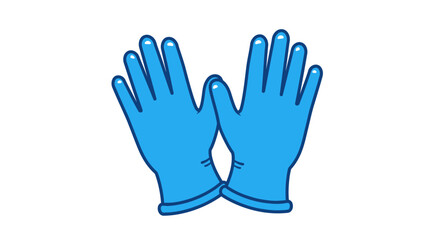 Two lightblue cartoon gloves overlap fingers extended upward Darkblue outlines define the gloves
