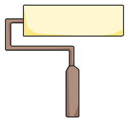 Illustration of a yellow paint roller symbolizing creativity, renovation, and home improvement concept.