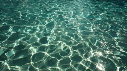 Obraz premium Turquoise water with sunlit, shimmering ripples across the surface. Concept Turquoise Water, Sunlit Ripples, Shimmering Surface, Ocean Blues, Beach Vibes