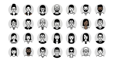 Obraz premium Diverse Collection of Illustrated Avatar Portraits for User Profiles, Social Media, and Design Projects