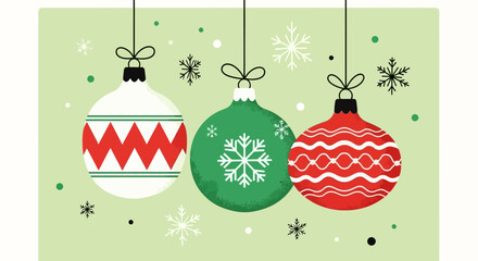 Naklejka premium Festive Christmas Ornaments A Colorful Celebration of the Holiday Season with Snowflakes