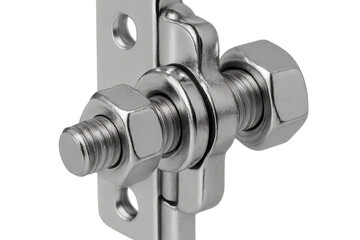 Metal bolt and nuts on transparent background