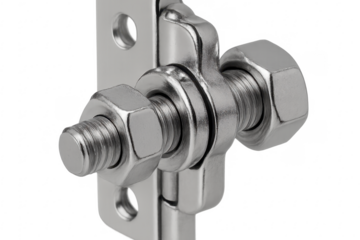 Metal bolt and nuts on transparent background