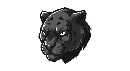 A fierce black panther's head with piercing eyes, rendered in a bold graphic style.