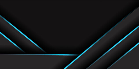 Elegant navy blue 3d banner background with overlap black metal layer. vector