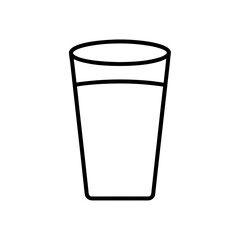 Outline drawing of a glass filled with white liquid on transparent background
