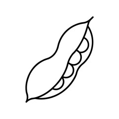 Outline drawing of a pod with visible round seeds on transparent background