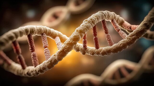 Dynamic helix structure glows with vibrant energy, symbolizing life, science, and innovation in a captivating visual narrative.