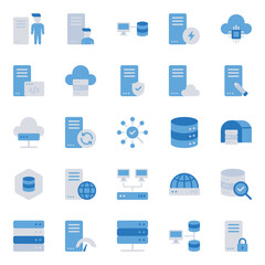 Blue color icons set for Database server