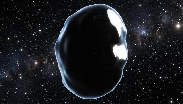 Celestial Anomaly: A mysterious black orb floats in the infinite expanse of the cosmos, its form undefined against the backdrop of distant stars and nebulas, sparking curiosity and wonder.