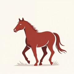A silhouette of a red horse design isolated on a white background.