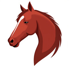 A red horse's head design isolated on white background.