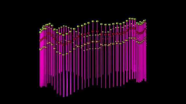 3d shiny metallic audio spectrum animation with glowing light waves on black background