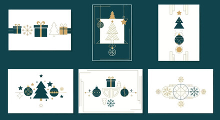 Festive Christmas Card Designs with Gift Boxes, Baubles, and Holiday Ornaments