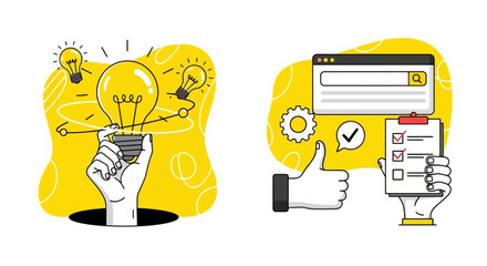 Bright Ideas & Checklists Concept Illustration of Innovation and Task Management