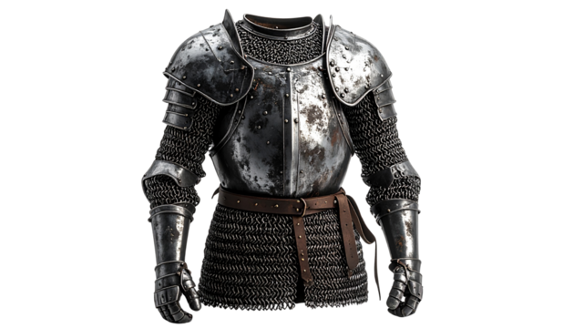 Ancient Soldier Armor and Protective Guards Isolated on Transparent Background – Historical War Gear PNG