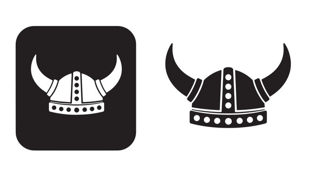 Two viking helmets black and white modern icon design on transparent background silhouette