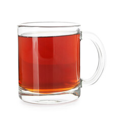 Cup of delicious tea isolated on white