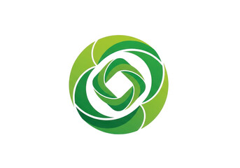 Green swirling abstract organic shape isolated on transparent background