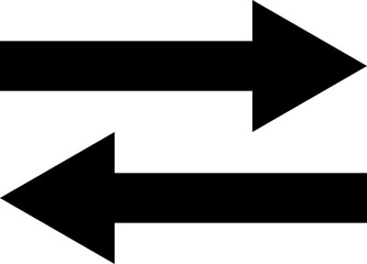 Two black arrows pointing in opposite directions